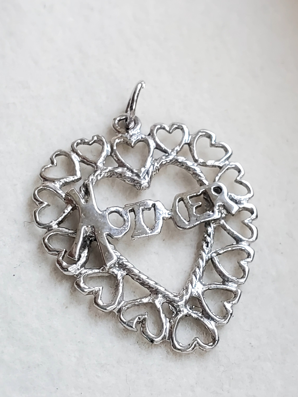 Sterling Silver Heart 'Mother' Pendant Necklace Charm • 1.85 g